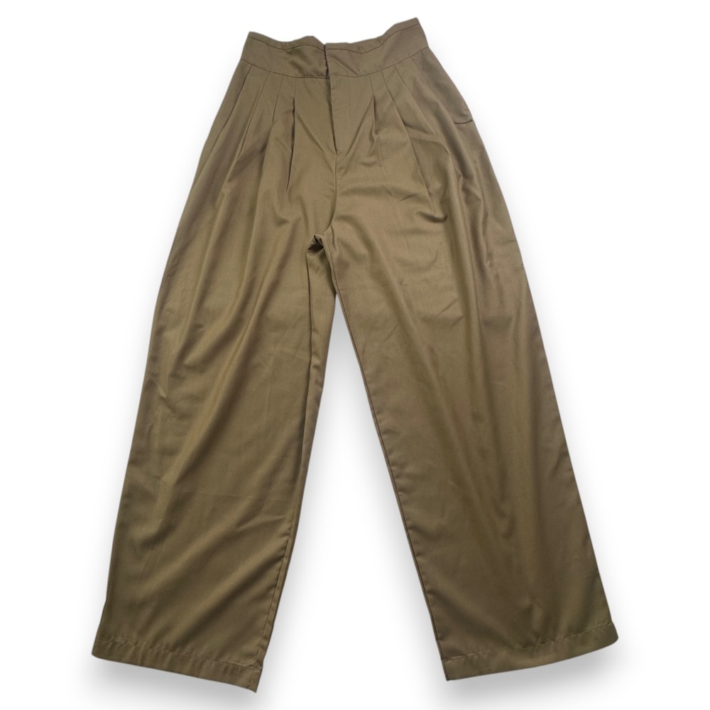 Lattelier Womens High Waisted Pleated Wide Leg Trousers Camel Tan M A2104PA0009